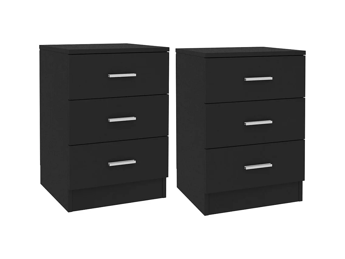 Drumraney  Tables de chevet 2 pcs Noir 38x35x56 cm Bois d'ingénierie