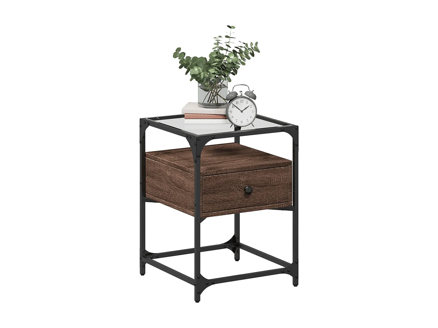 Kirsi  Table de chevet chêne marron 40x40x55 cm bois d’ingénierie