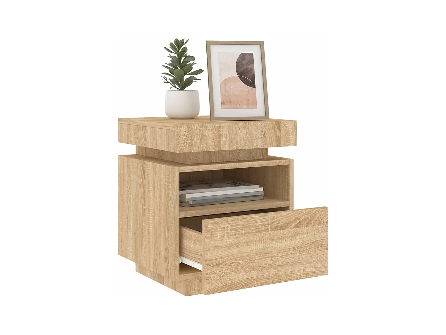 Josane  Armoires de chevet avec lumières LED 2 pcs chêne sonoma