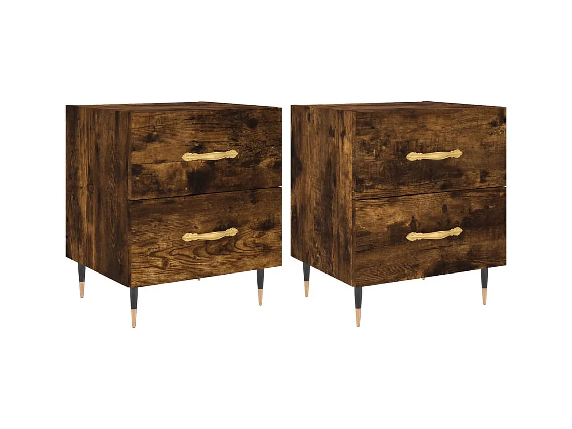 Leidir  Tables de chevet 2pcs chêne fumé 40x35x47,5cm bois d’ingénierie