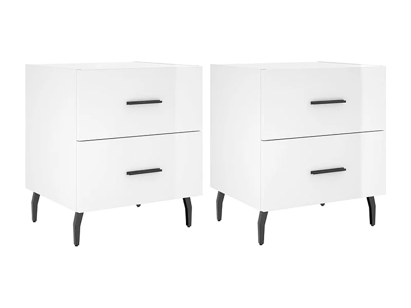 Brad John  Tables de chevet 2 pcs blanc brillant 40x35x47,5 cm