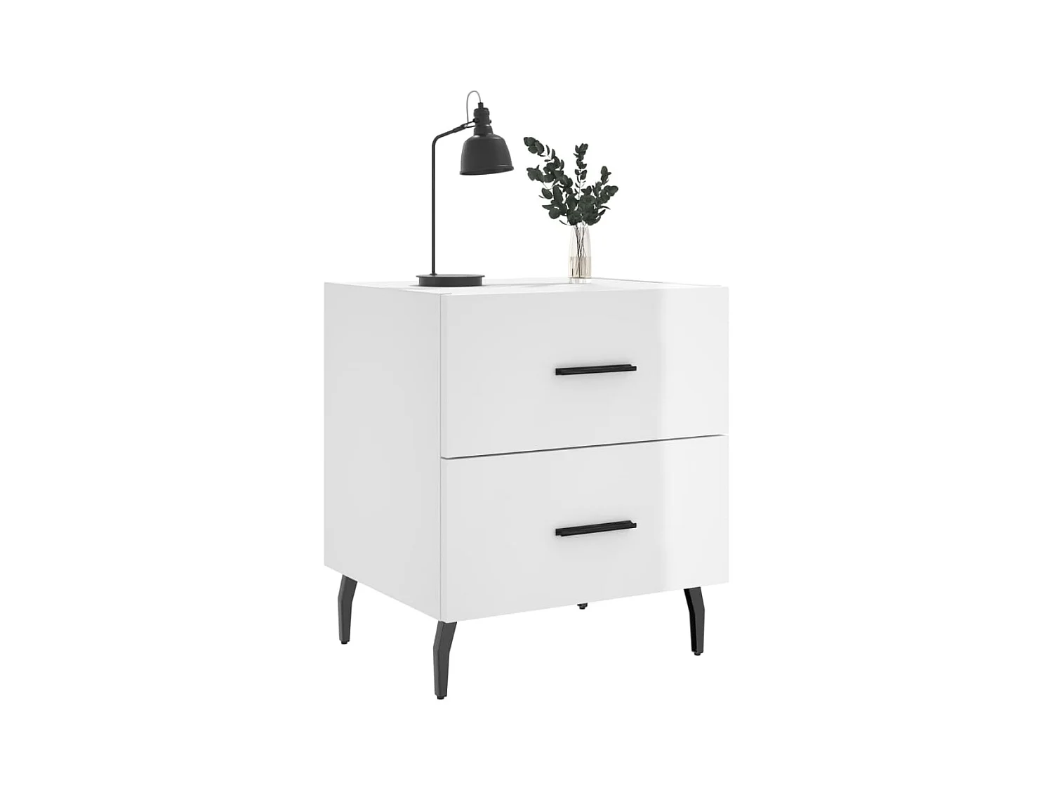 Brad John  Tables de chevet 2 pcs blanc brillant 40x35x47,5 cm