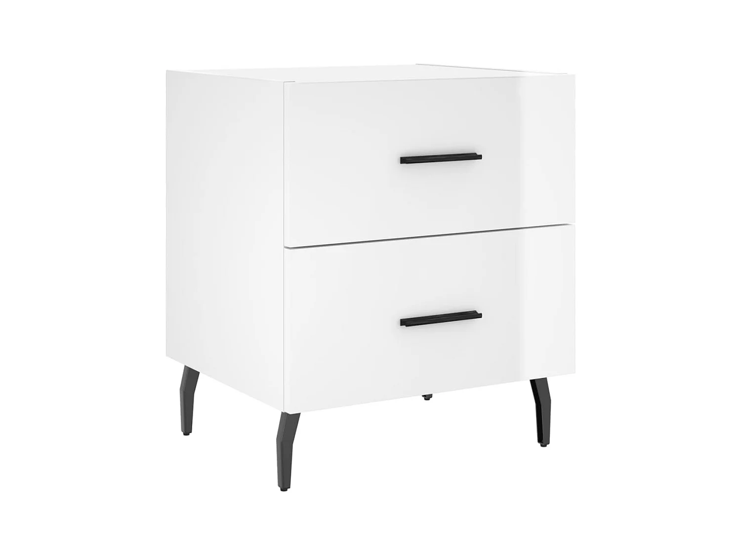 Brad John  Tables de chevet 2 pcs blanc brillant 40x35x47,5 cm