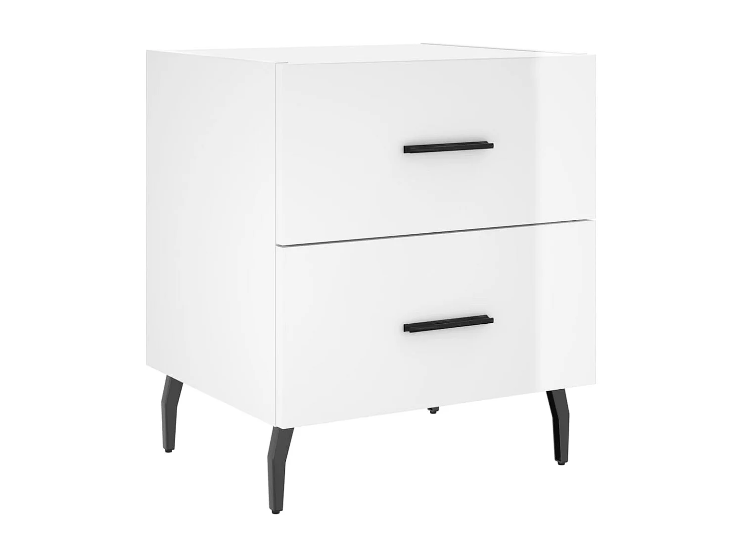 Brad John  Comodini 2 pz Bianco Lucido 40x35x47,5 cm in Legno Multistrato