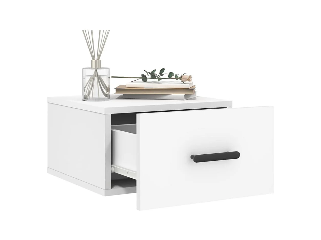 Cataula  Table de chevet murale blanc 35x35x20 cm