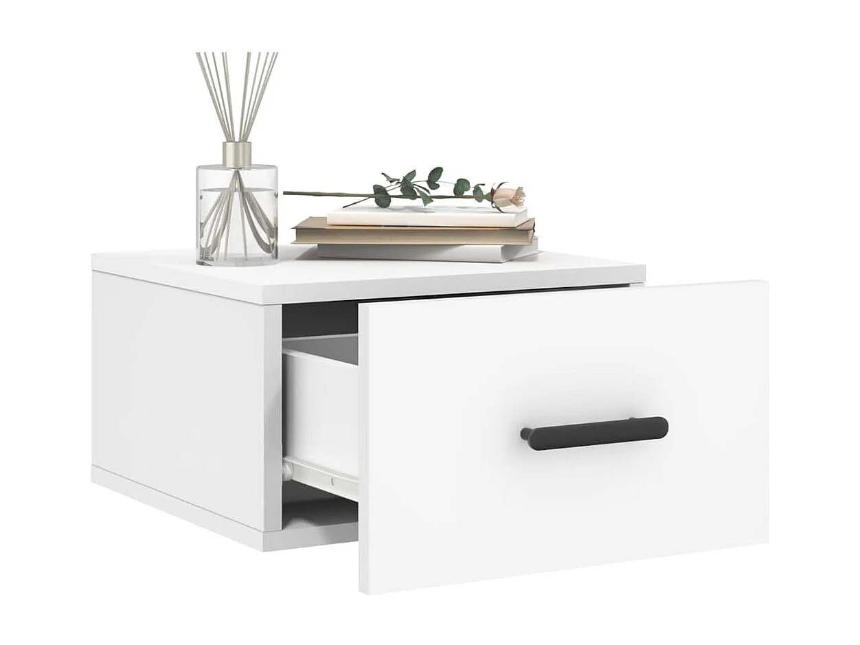 Cataula  Table de chevet murale blanc 35x35x20 cm