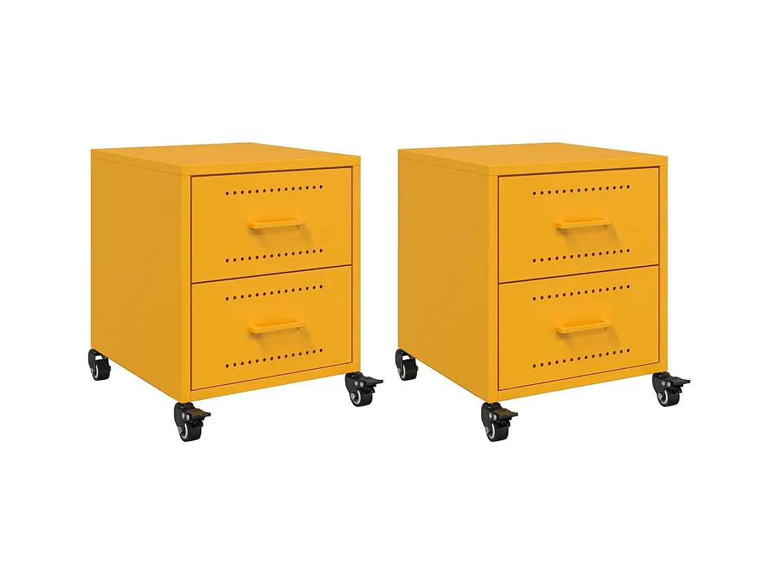 Roanoke  Tables de chevet 2 pcs jaune moutarde 36x39x43,5 cm acier