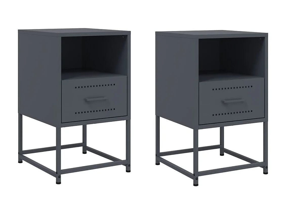 Inanna  Tables de chevet 2 pcs anthracite 36x39x60,5 cm acier