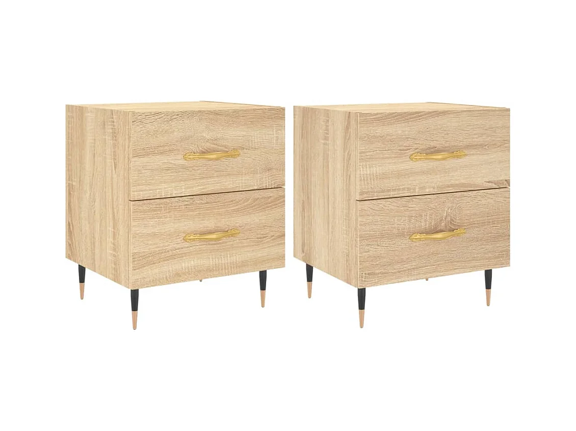 Leidir  Tables de chevet 2 pcs chêne sonoma 40x35x47,5 cm
