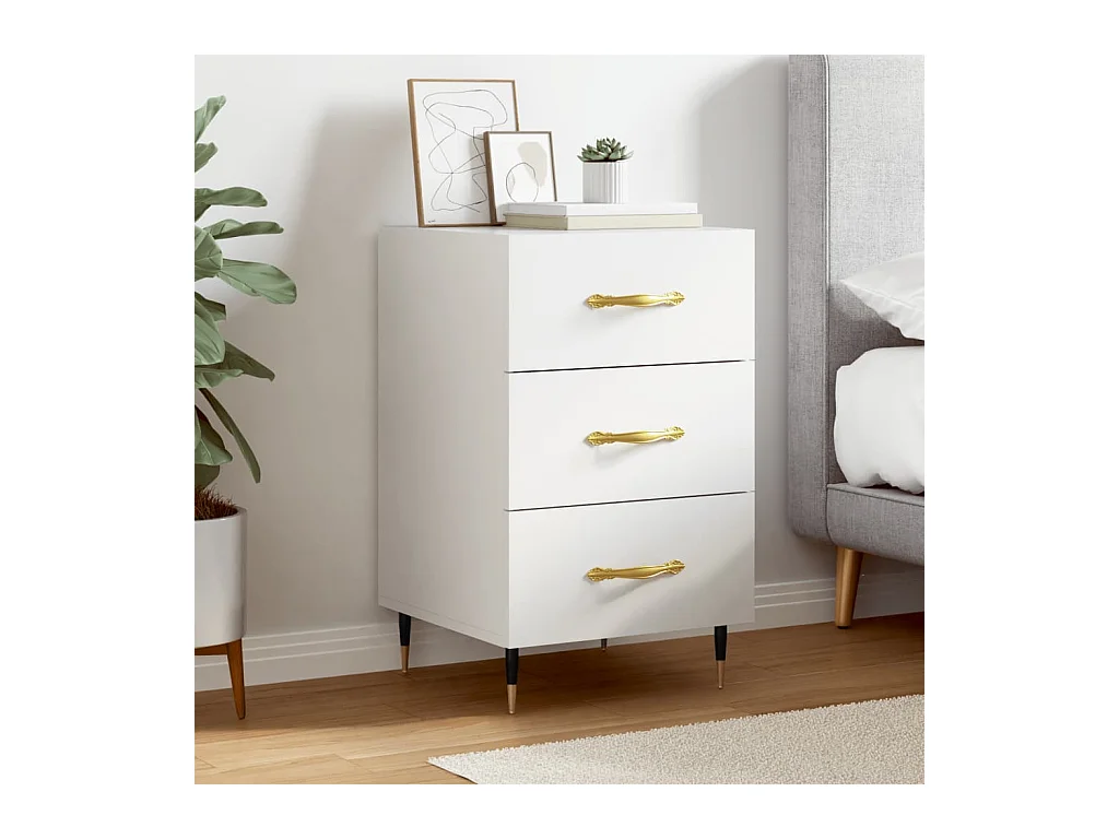 Maria Elise  Table de chevet blanc 40x40x66 cm bois d'ingénierie