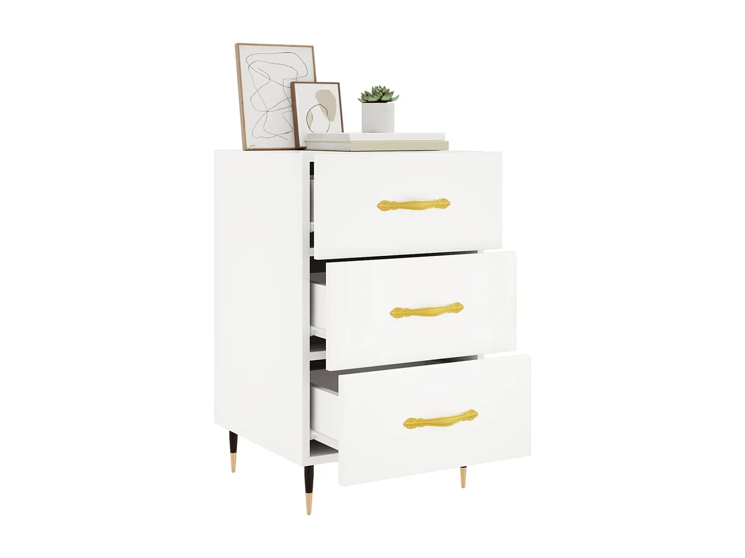 Maria Elise  Table de chevet blanc 40x40x66 cm bois d'ingénierie