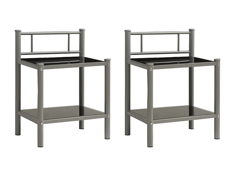 Tayeb  Tables de chevet 2 pcs Gris et noir Métal et verre