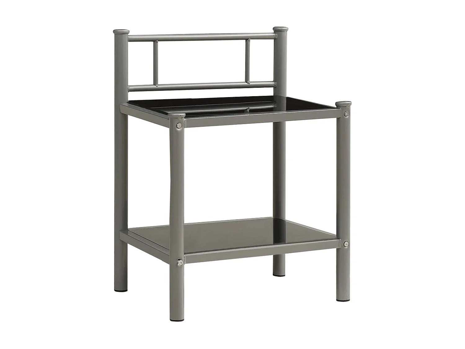 Tayeb  Nachttische 2 Stk. Grau und Schwarz Metall und Glas