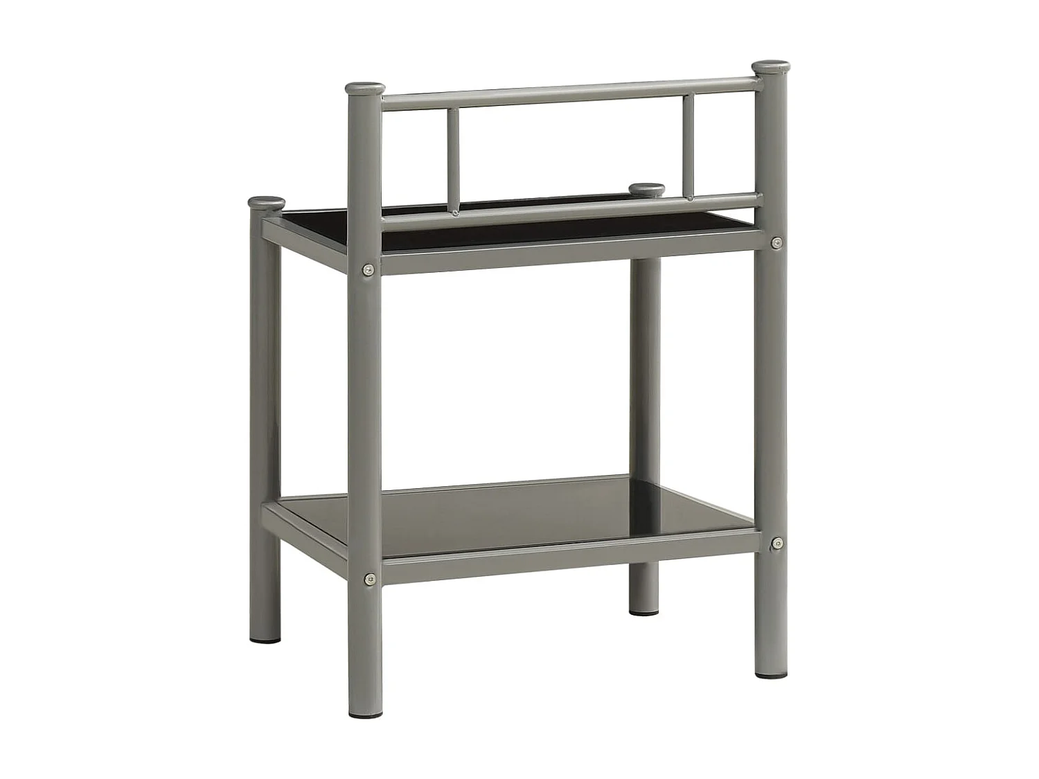 Tayeb  Nachttische 2 Stk. Grau und Schwarz Metall und Glas