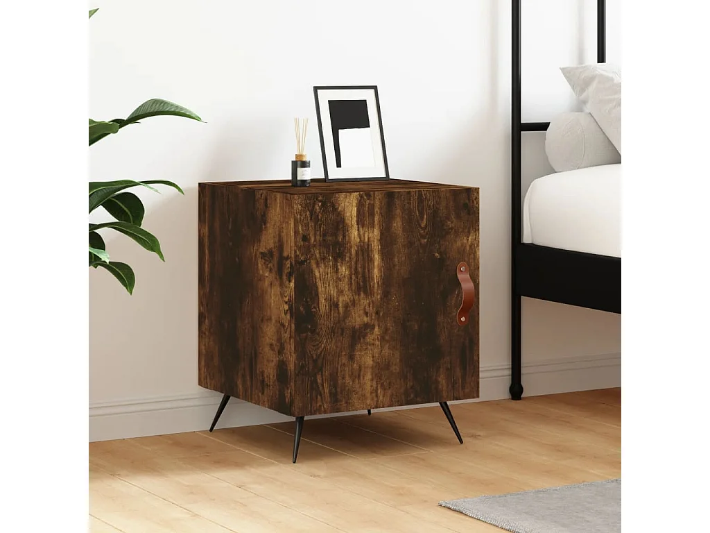 Aars  Table de chevet chêne fumé 40x40x50 cm bois d'ingénierie