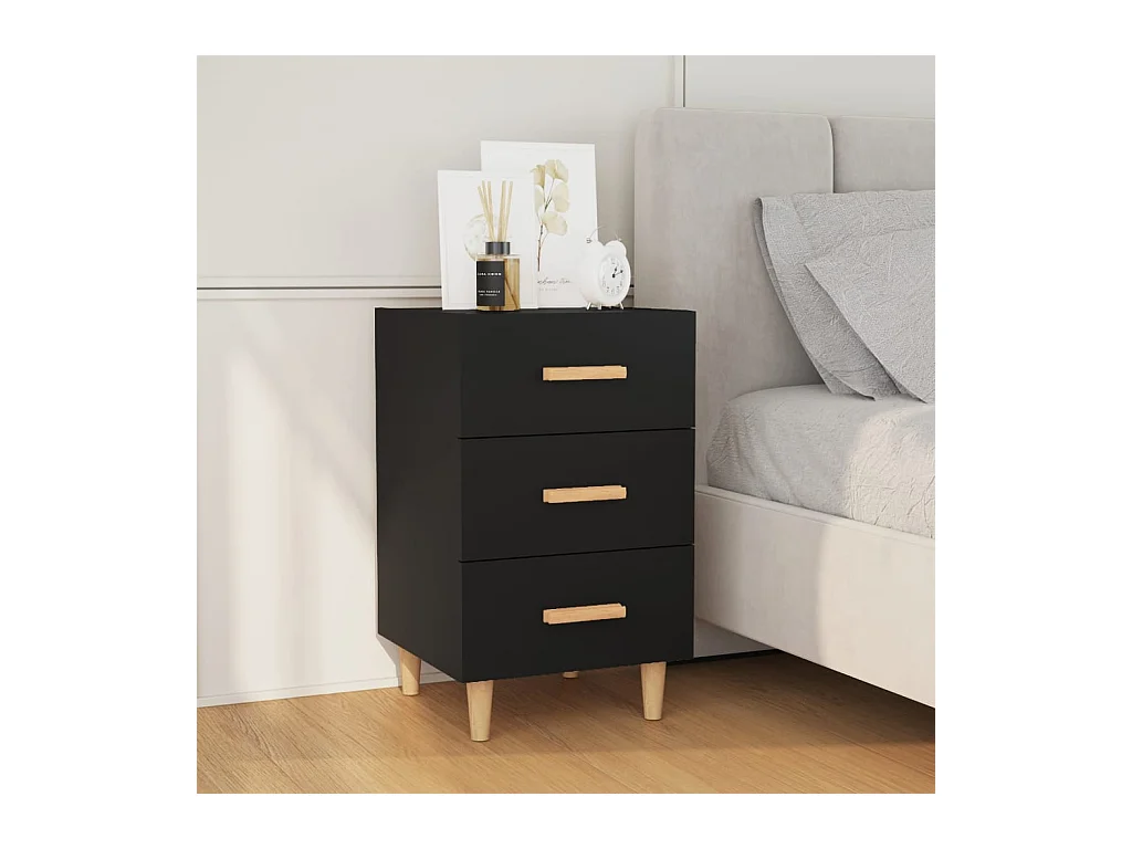 Cash  Table de chevet noir 40x40x66 cm bois d'ingénierie