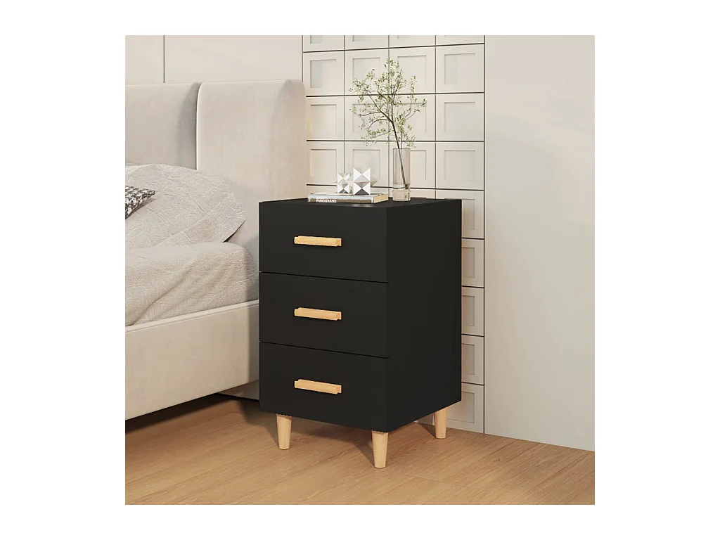 Cash  Table de chevet noir 40x40x66 cm bois d'ingénierie