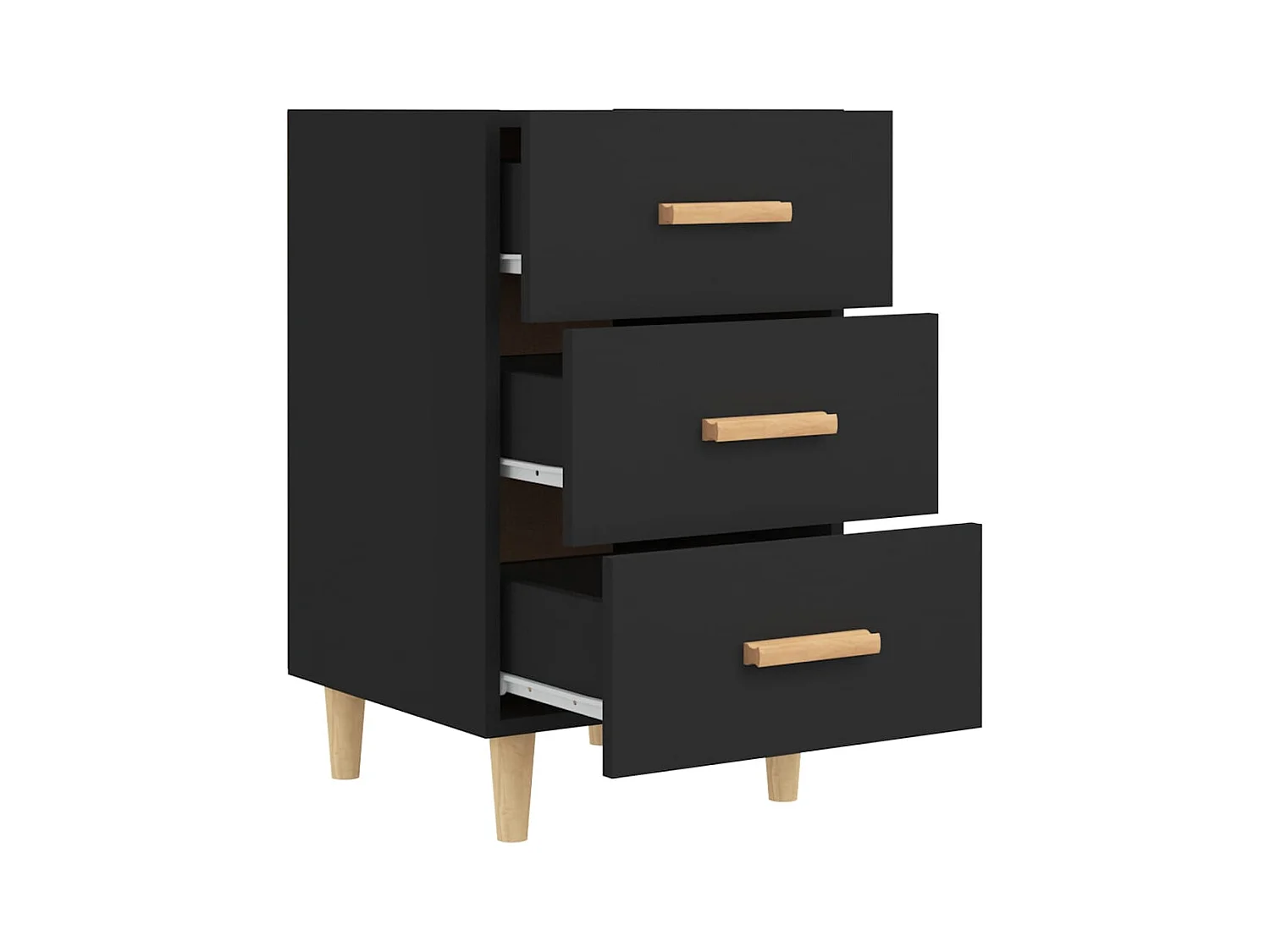 Cash  Table de chevet noir 40x40x66 cm bois d'ingénierie