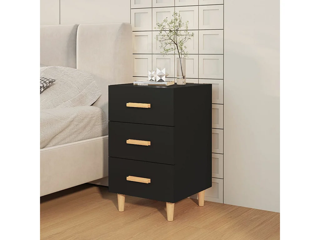 Cash  Nachttisch Schwarz 40x40x66 cm Holzwerkstoff