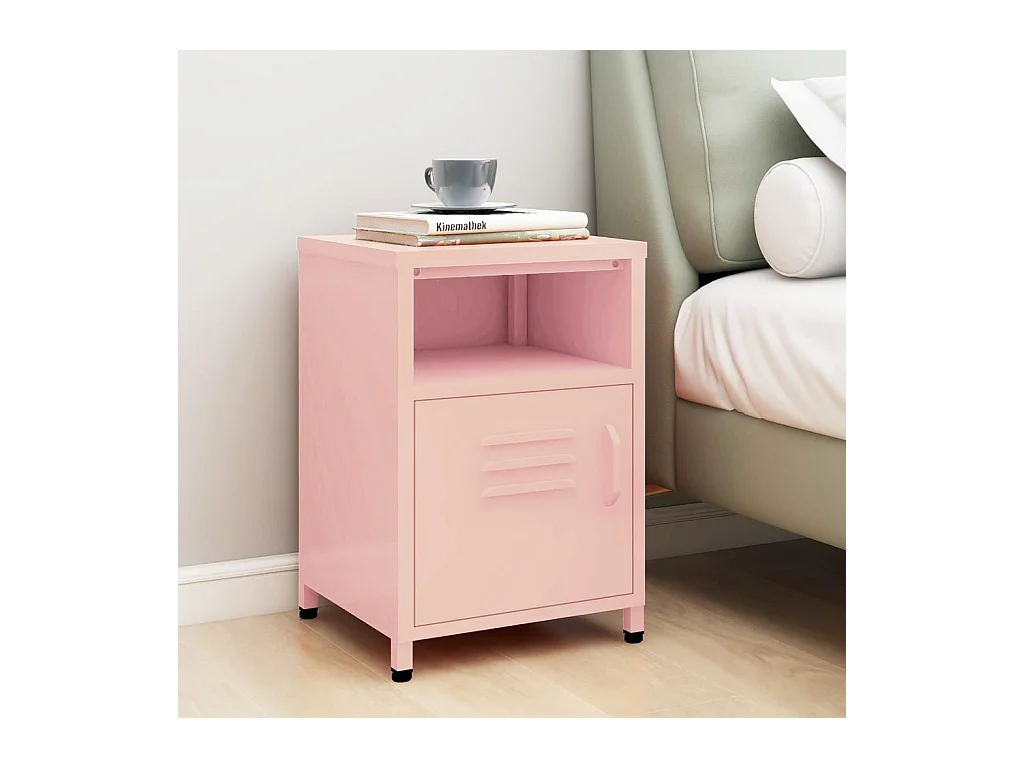 Sylora  Table de chevet Rose 35x35x51 cm Acier