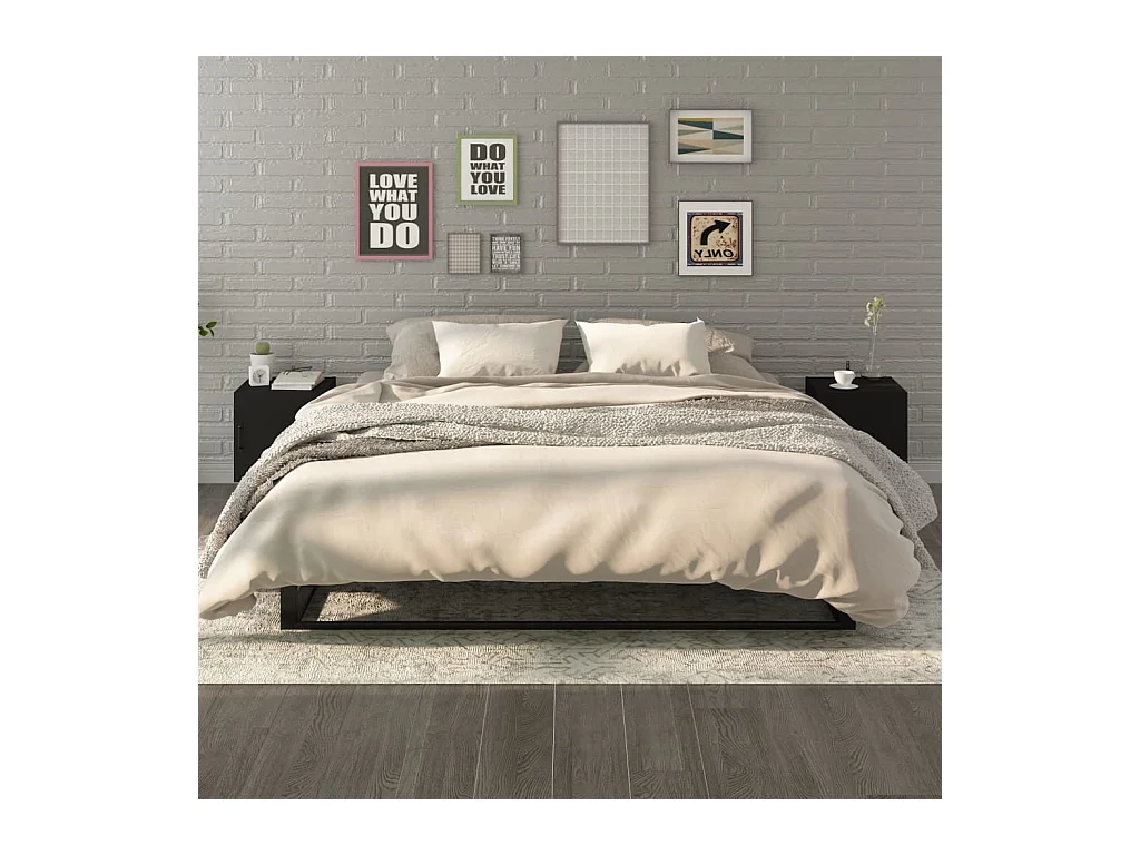 Hondo  Tables de chevet 2 pcs Noir Bois d'ingénierie