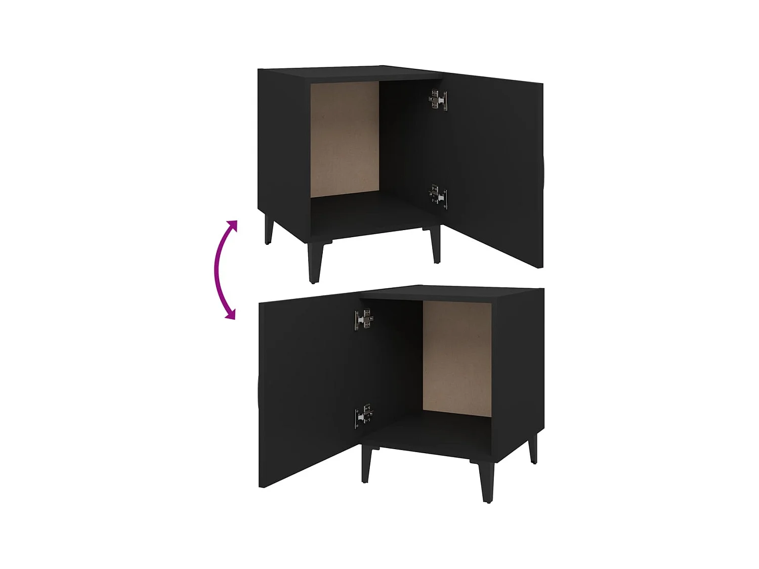 Hondo  Tables de chevet 2 pcs Noir Bois d'ingénierie