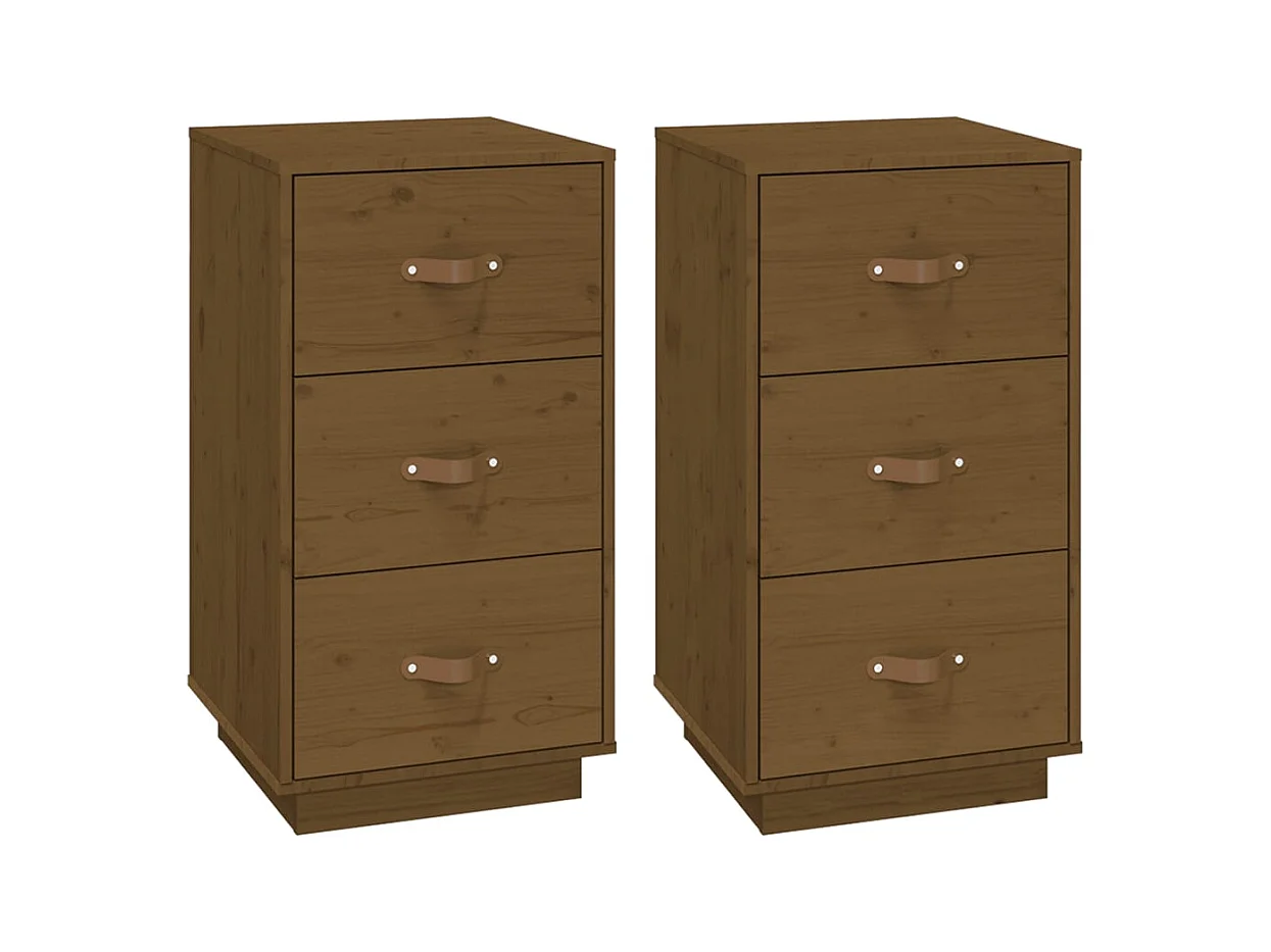 Samson   Tables de chevet 2 pcs Marron 40x40x75 cm Bois de pin massif