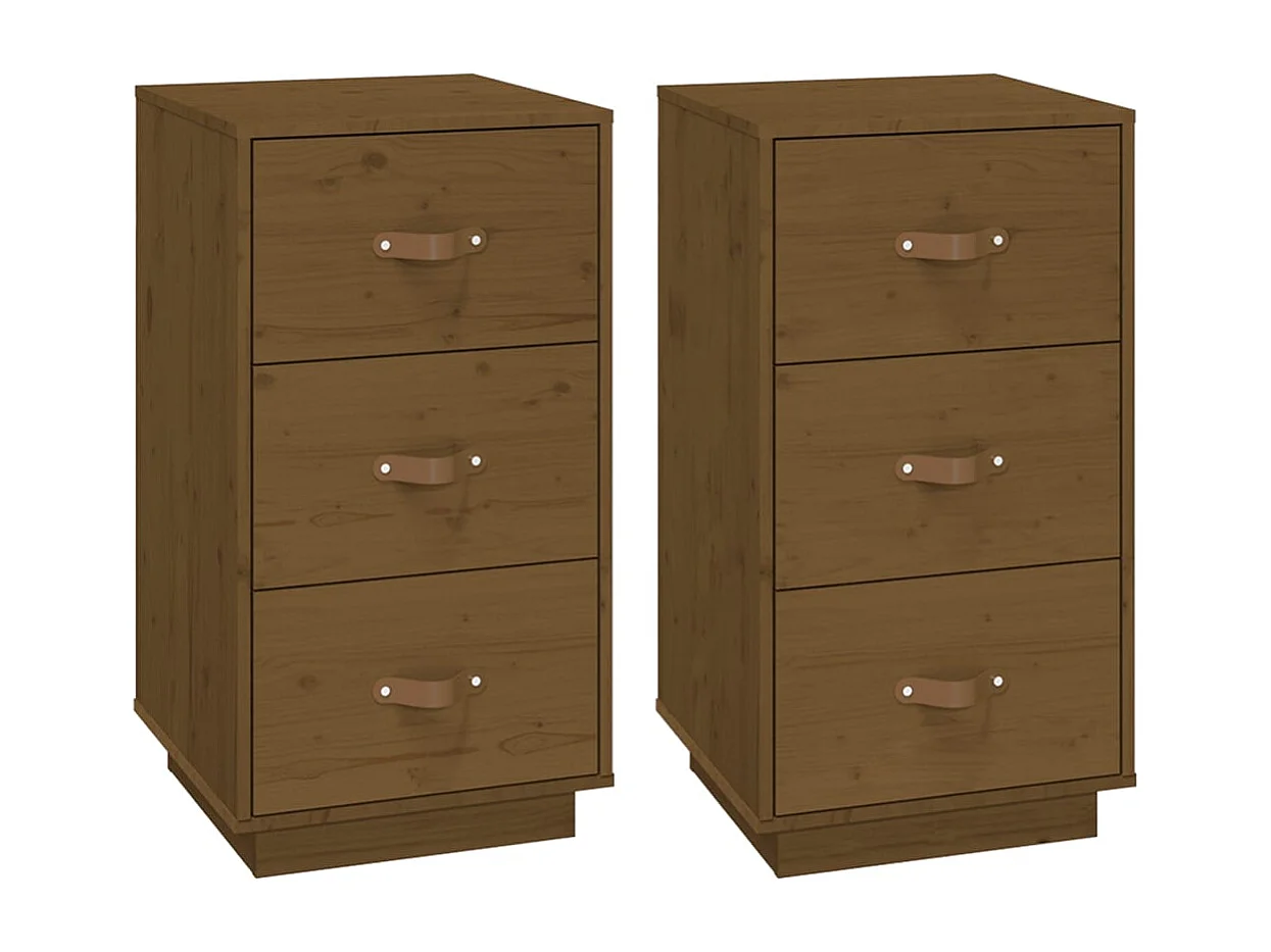 Samson   Tables de chevet 2 pcs Marron 40x40x75 cm Bois de pin massif