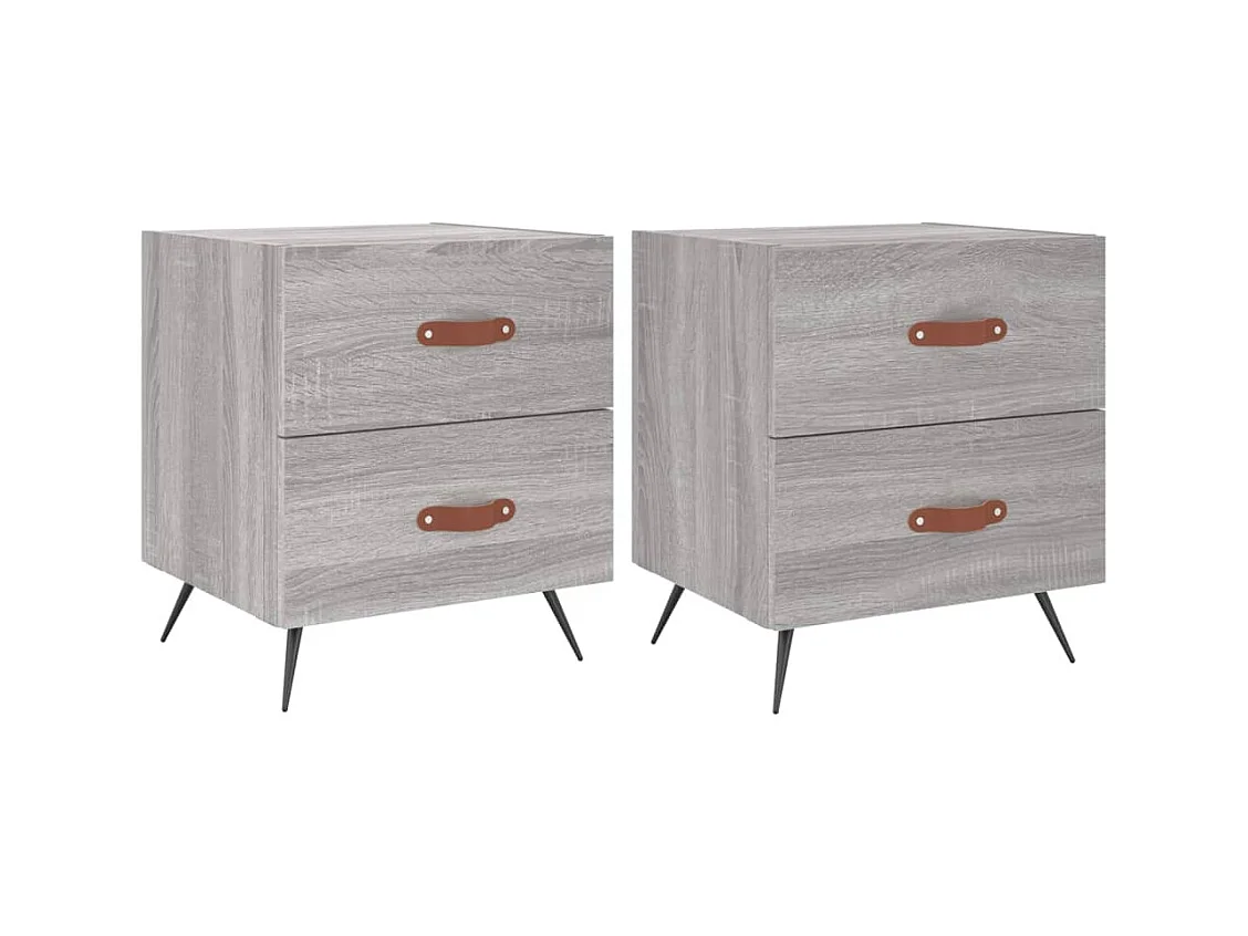 Yvella  Tables de chevet 2 pcs sonoma gris 40x35x47,5 cm