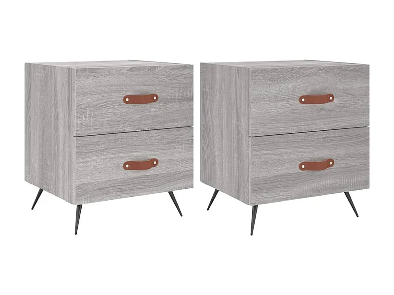 Yvella  Nachtkastjes 2 st 40x35x47,5 cm bewerkt hout grijs sonoma eiken