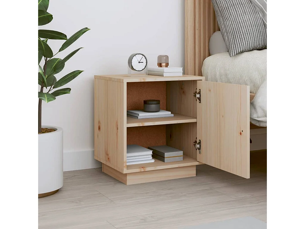 Clark Mills  Mesita de noche madera maciza de pino 40x34x45 cm