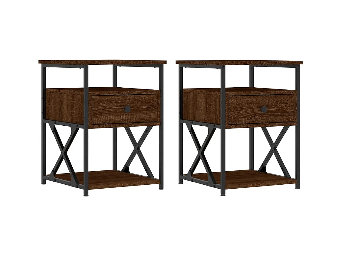 Eufaula  Nachttische 2 Stk. Braun Eichen-Optik 40x42x55 cm Holzwerkstoff
