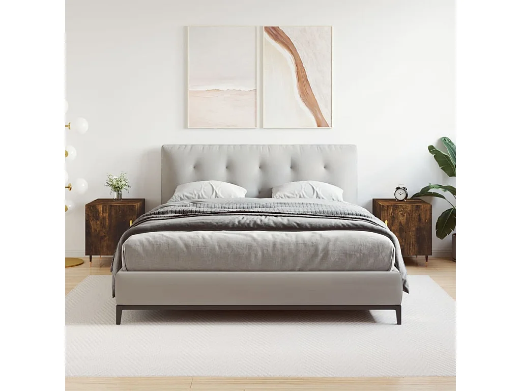 Hayke  Tables de chevet 2 pcs chêne fumé 40x40x50 cm bois d'ingénierie