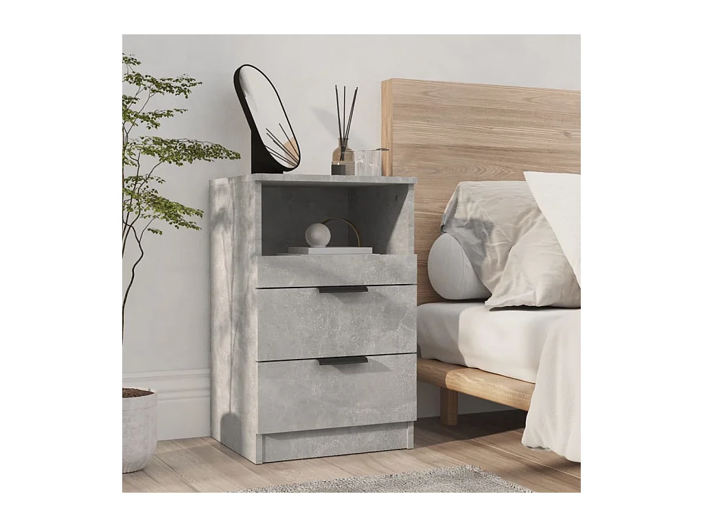 Damien  Table de chevet Gris béton Bois d'ingénierie