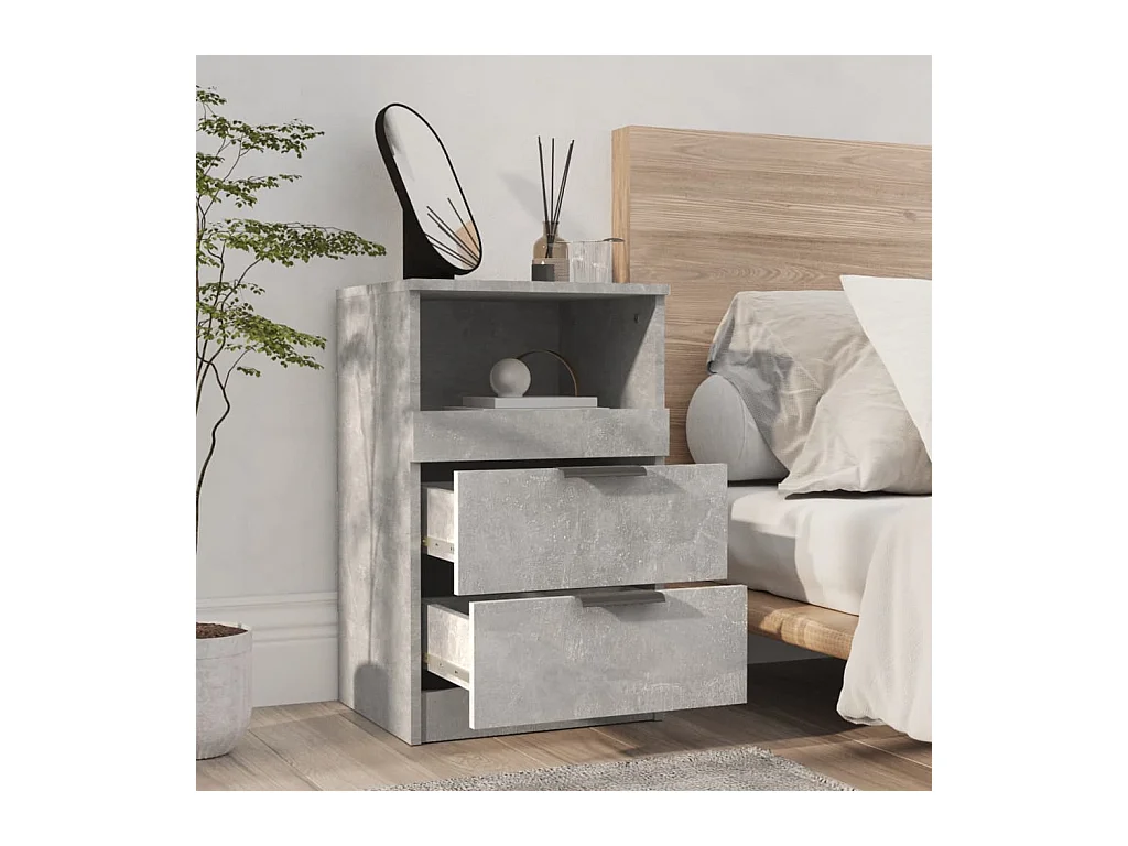 Damien  Table de chevet Gris béton Bois d'ingénierie