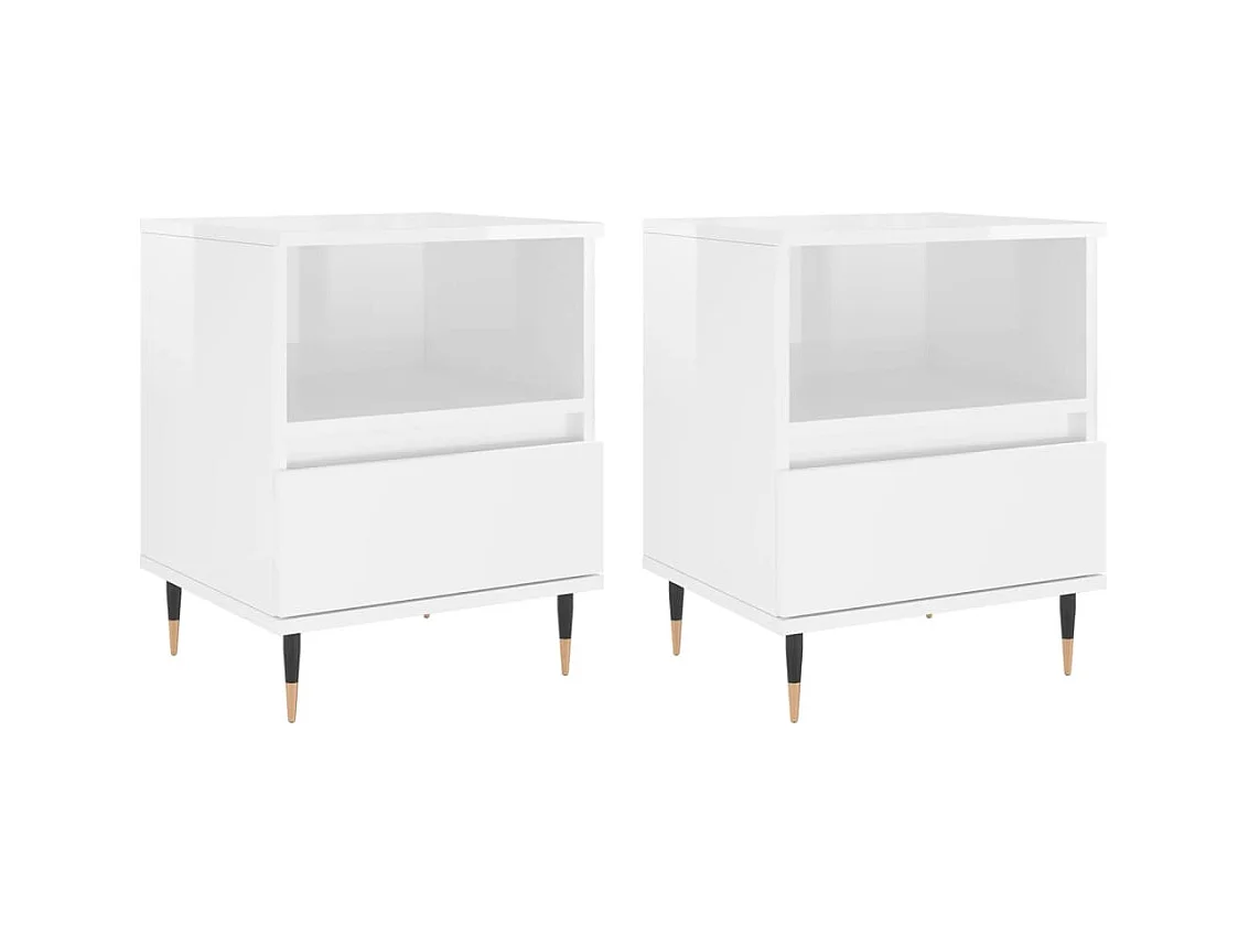 Blandon  Tables de chevet 2 pcs blanc brillant 40x35x50 cm