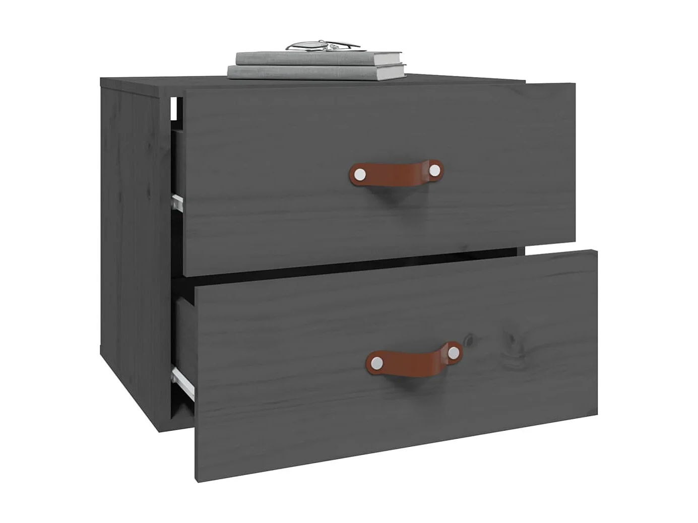 Elmont  Table de chevet murale Gris 50x36x40 cm