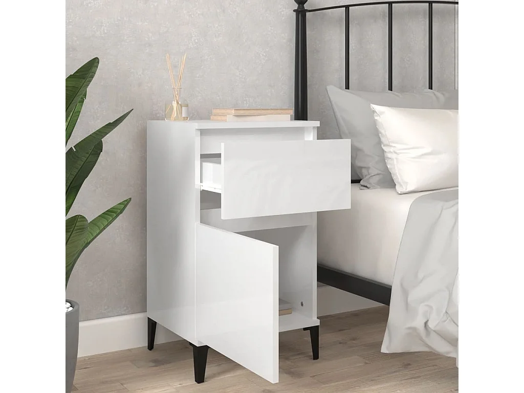 Amite  Comodini 2 pz Bianco Lucido 40x35x70 cm