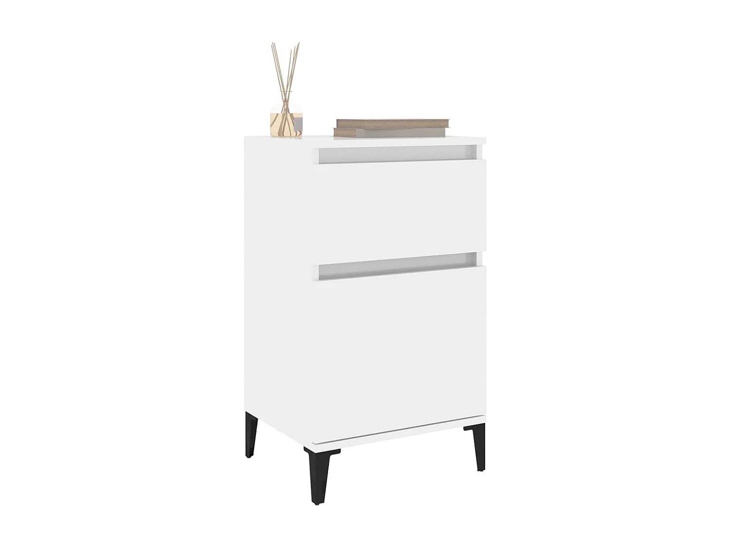 Amite  Comodini 2 pz Bianco Lucido 40x35x70 cm