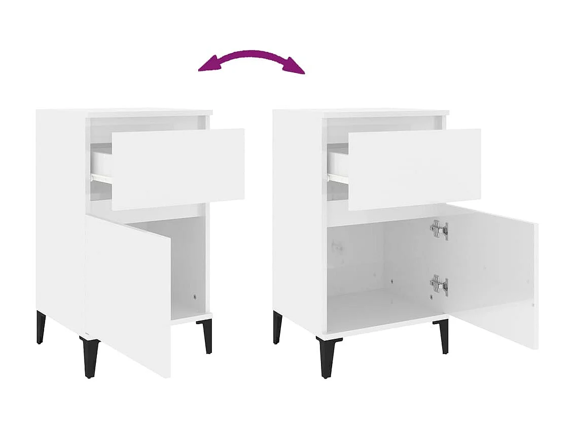 Amite  Comodini 2 pz Bianco Lucido 40x35x70 cm