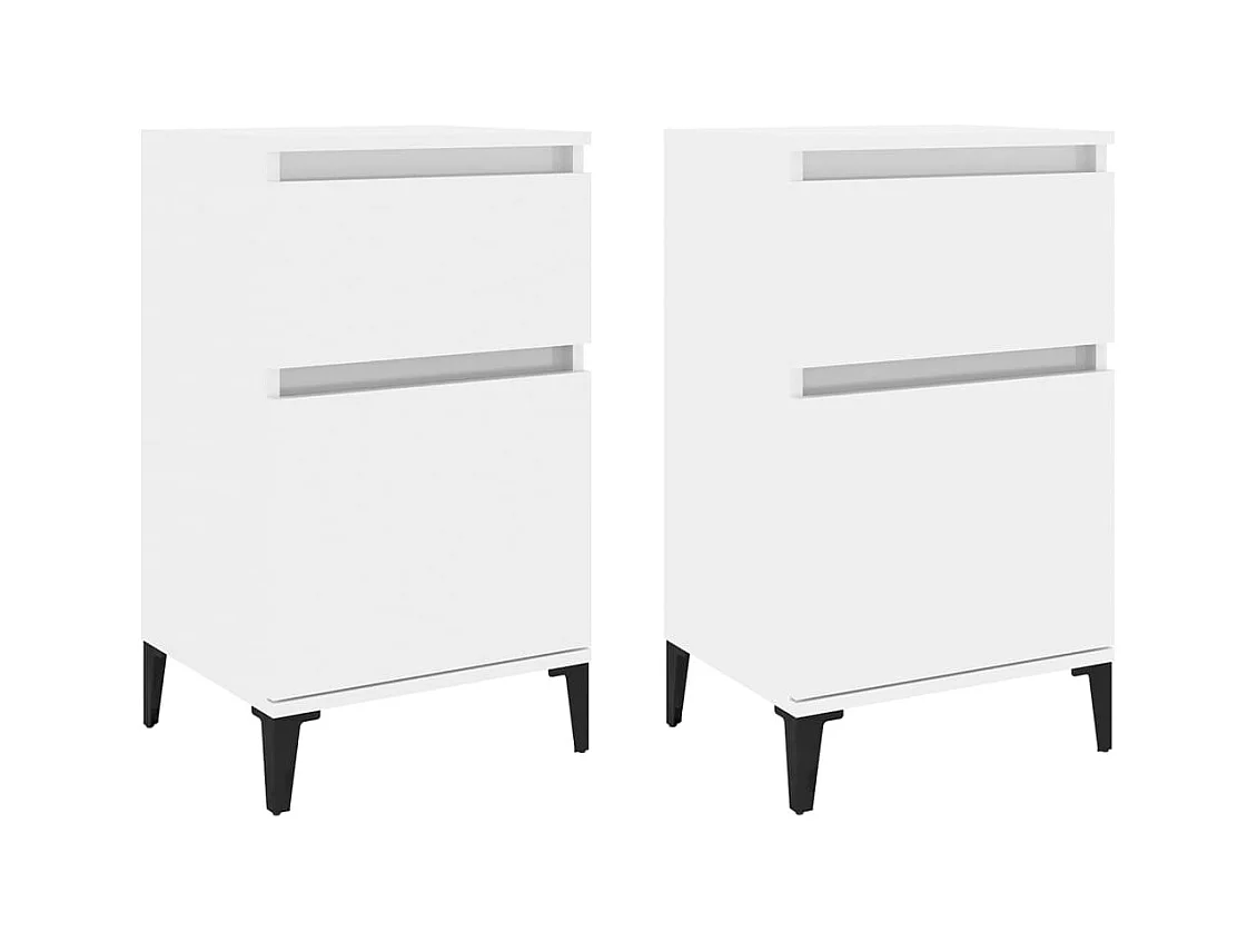 Amite  Comodini 2 pz Bianco Lucido 40x35x70 cm
