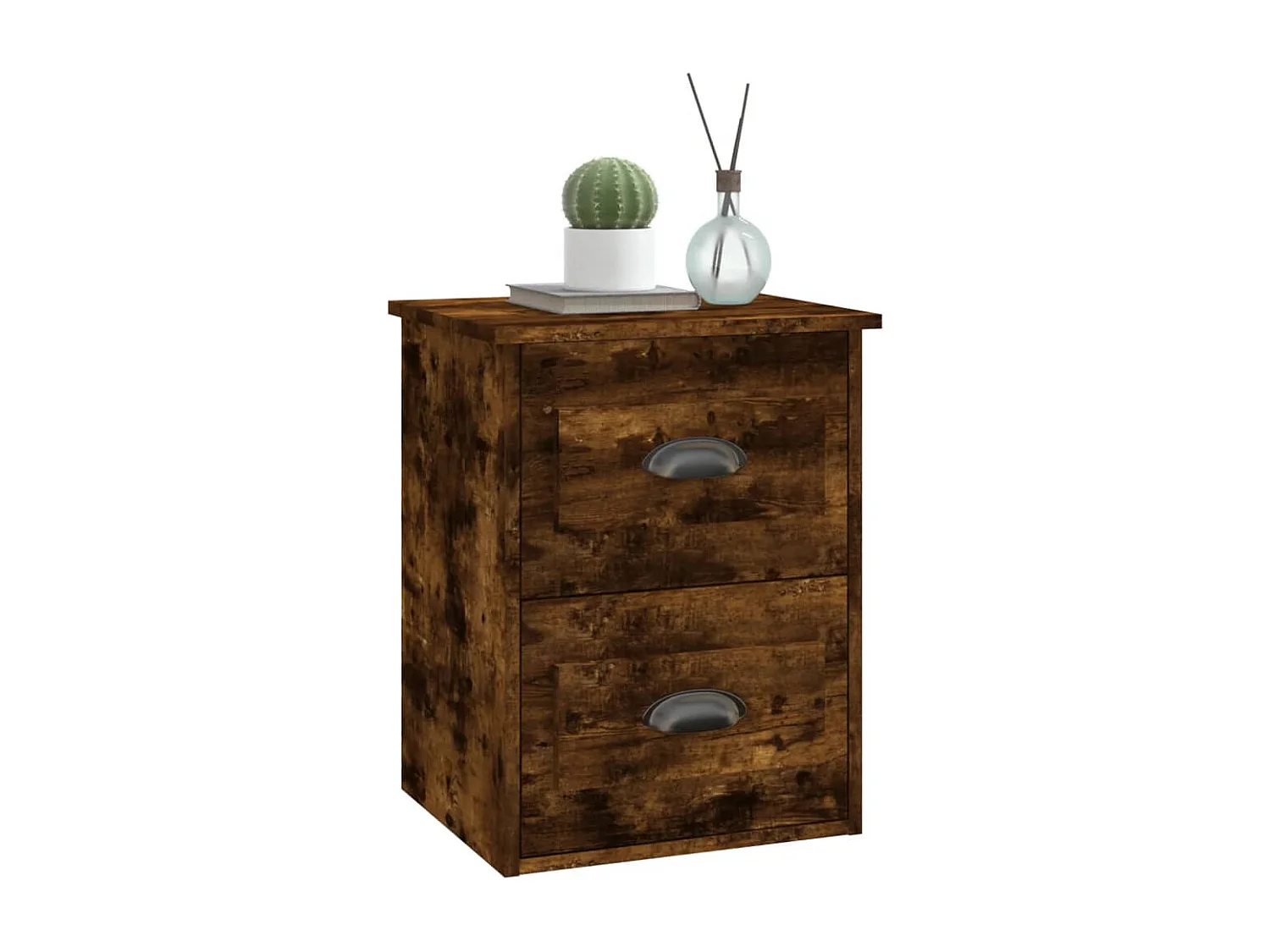 Inez  Table de chevet murale chêne fumé 41,5x36x53 cm