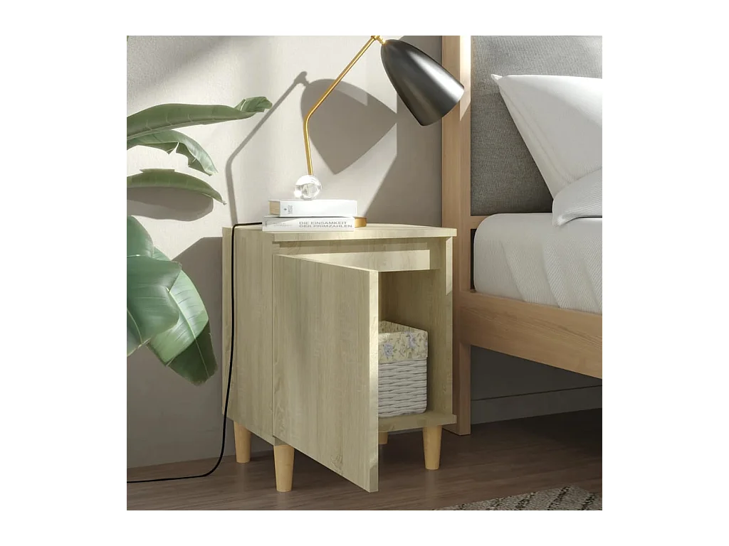 Zwolle  Table de chevet avec pieds en bois Chêne sonoma 40x30x50 cm