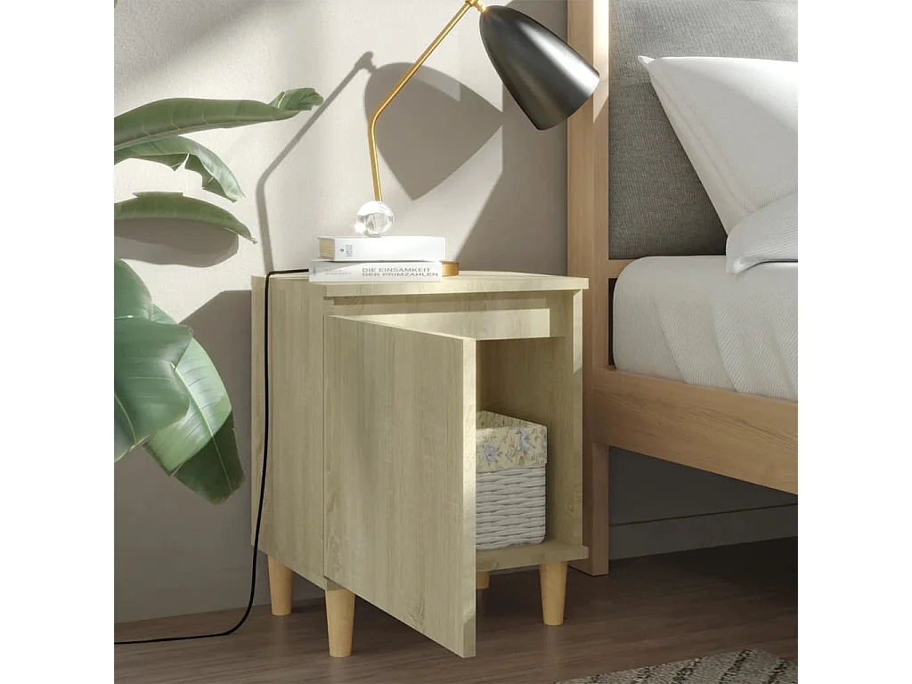 Zwolle  Nachtkastje met houten poten 40x30x50 cm sonoma eikenkleurig