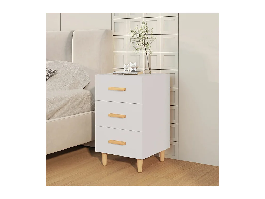 Cash  Table de chevet blanc 40x40x66 cm bois d'ingénierie