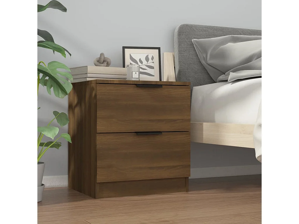 Invel  Tables de chevet 2 pcs Chêne marron Bois d'ingénierie