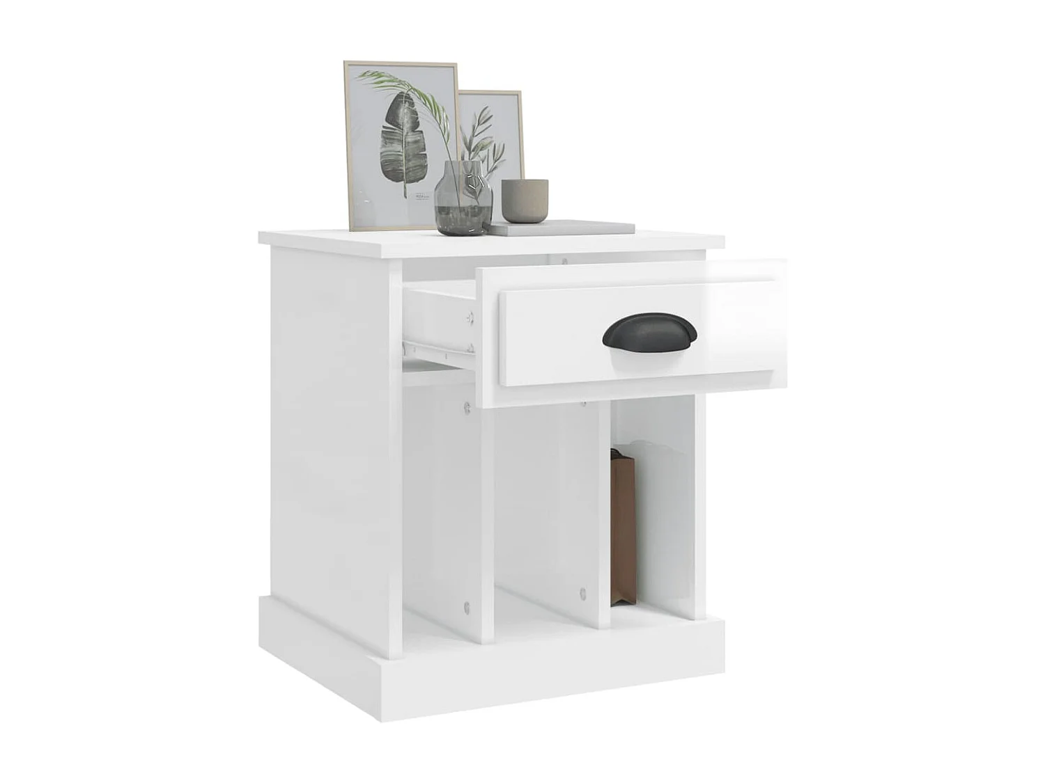 Verónica Paz  Table de chevet blanc brillant 43x36x50 cm