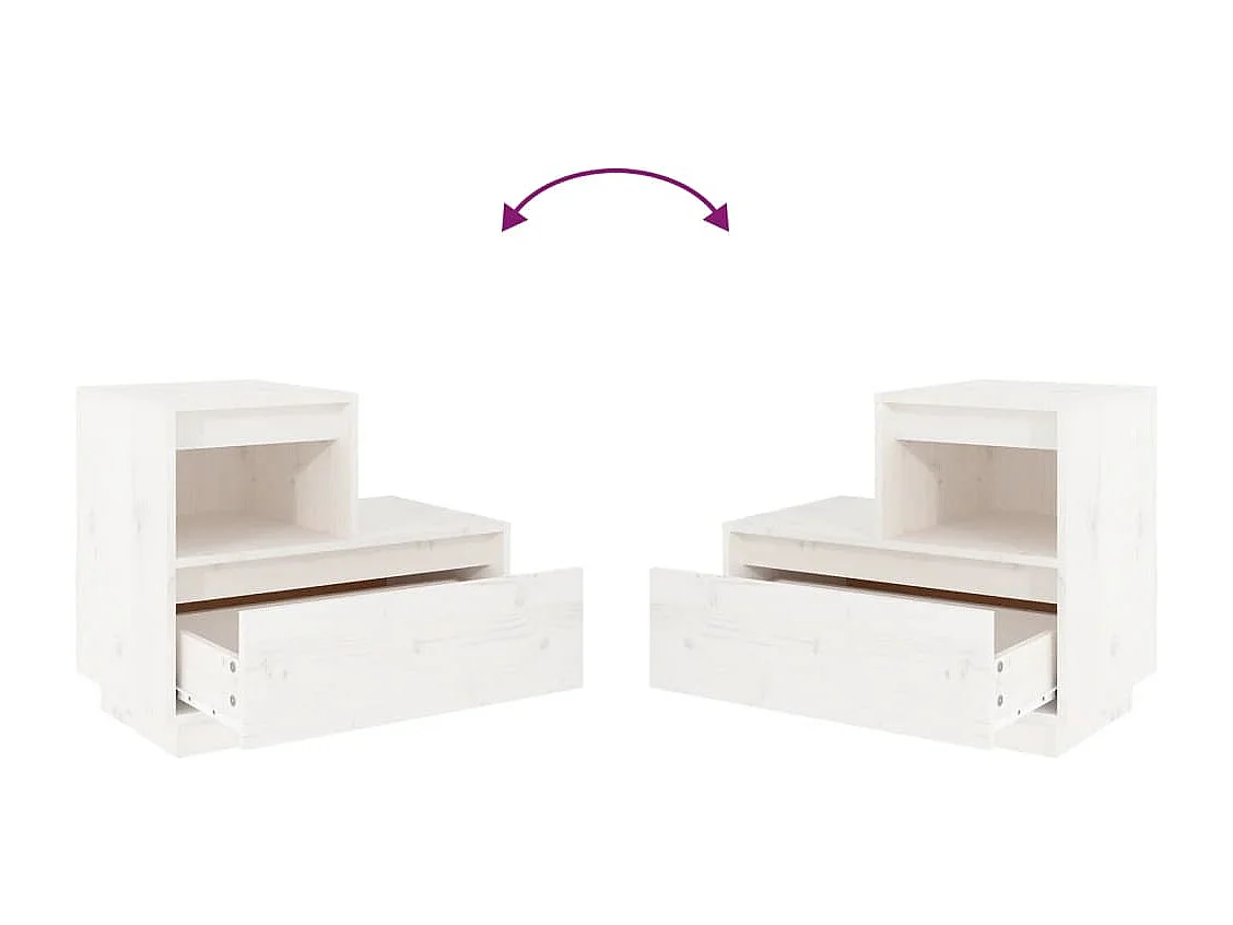 Kværndrup  Table de chevet Blanc 60x34x51 cm Bois de pin solide