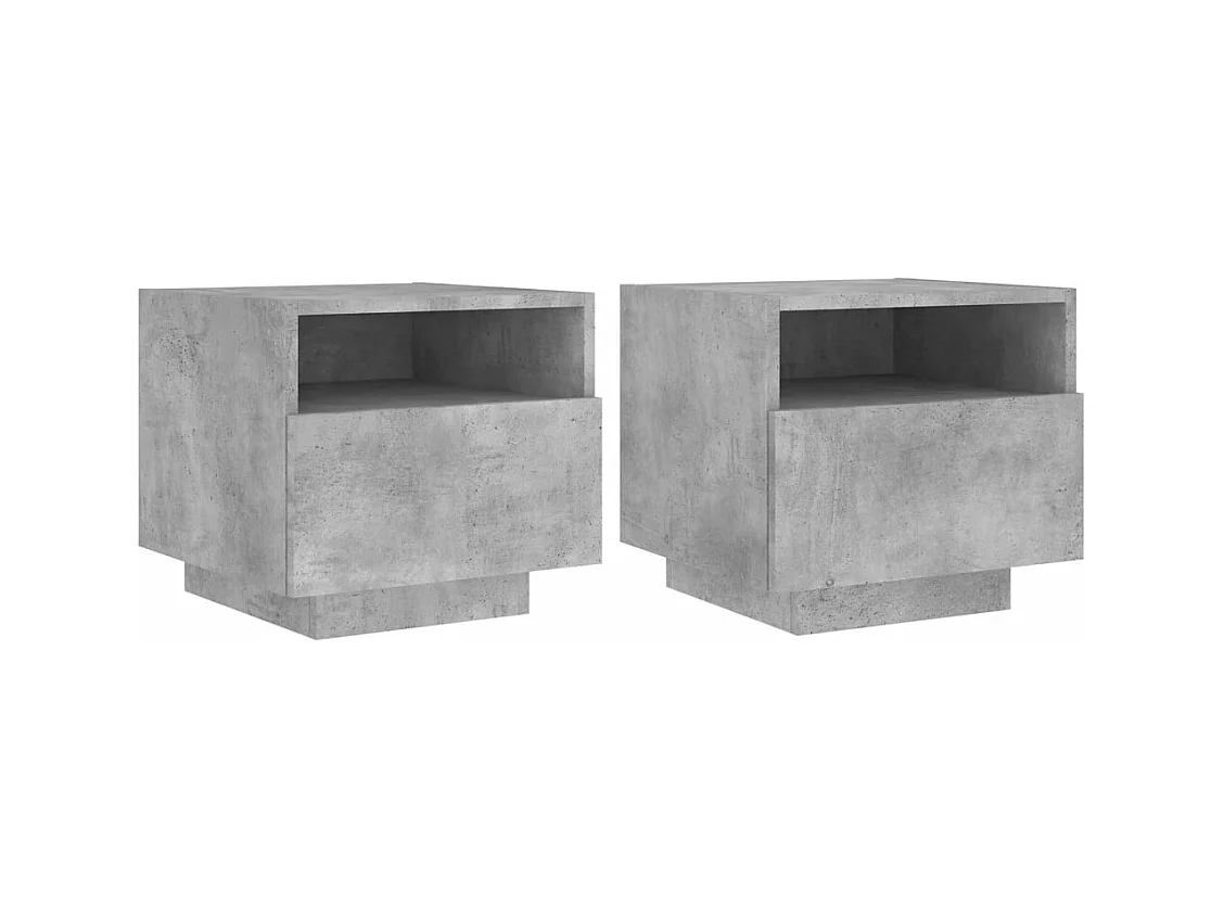 Simo  Armoires de chevet avec lumières LED 2 pcs gris béton