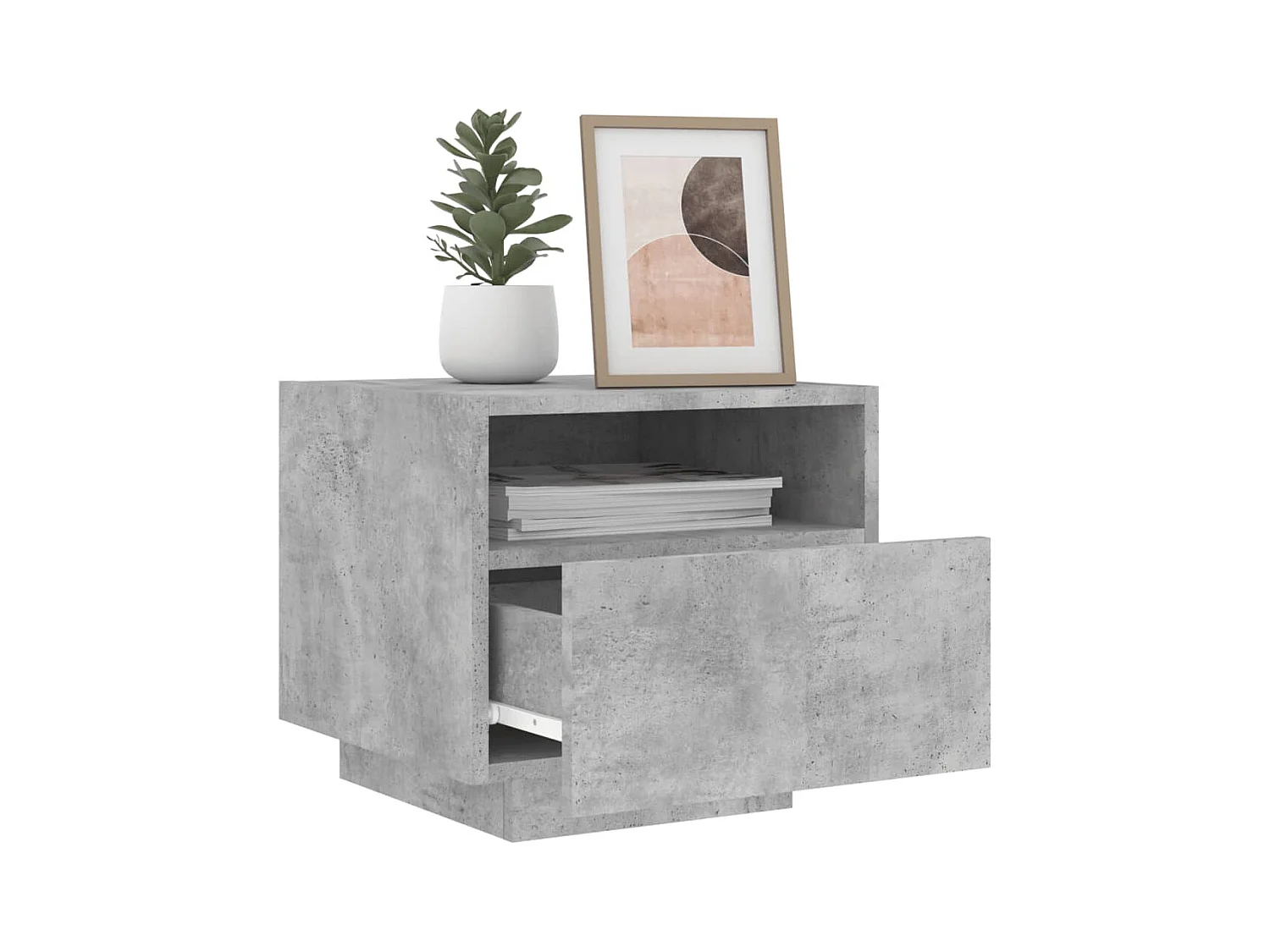 Simo  Armoires de chevet avec lumières LED 2 pcs gris béton